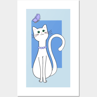 Pretty Kitty with pearls Posters and Art